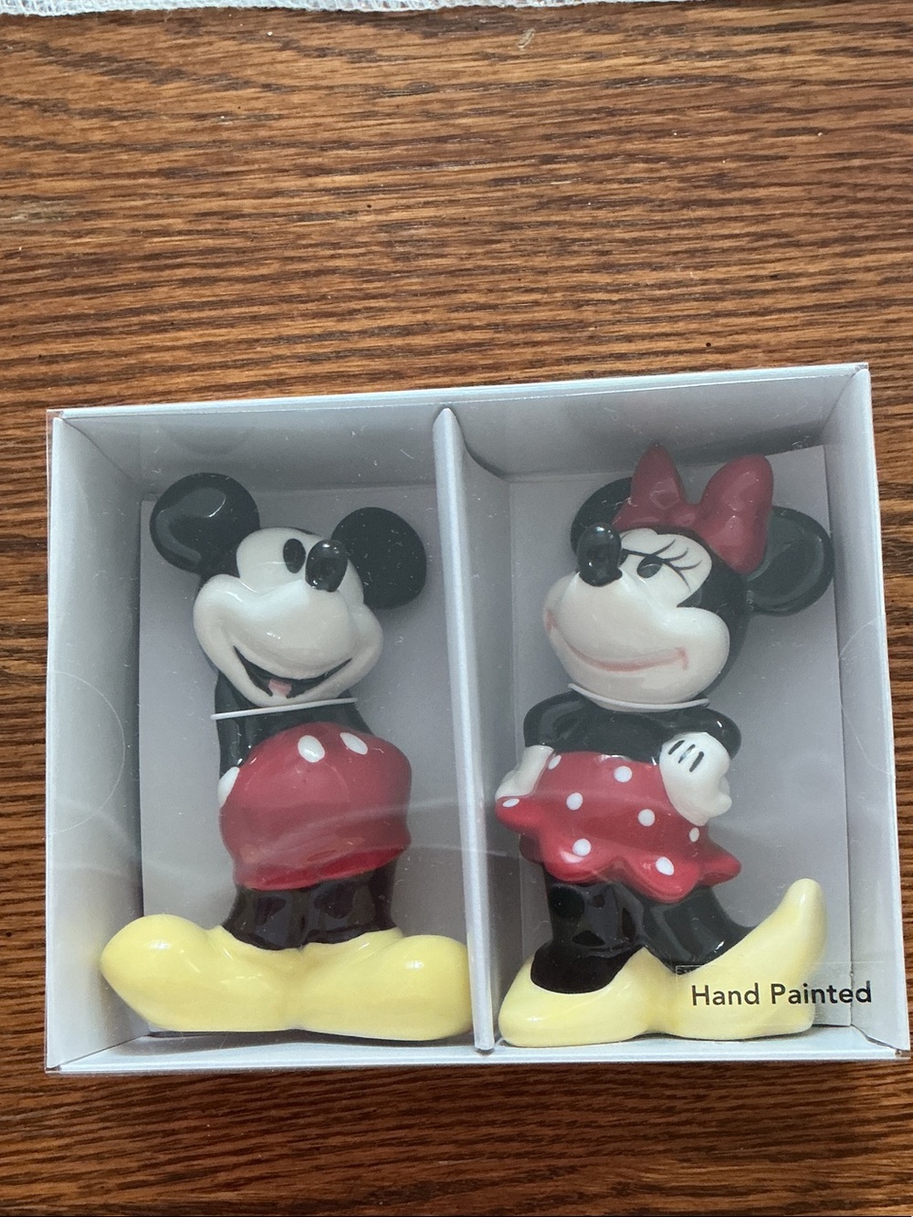 Disney Mickey & Minnie Ceramic Salt and Pepper Shakers - Red, Black, Yellow. New